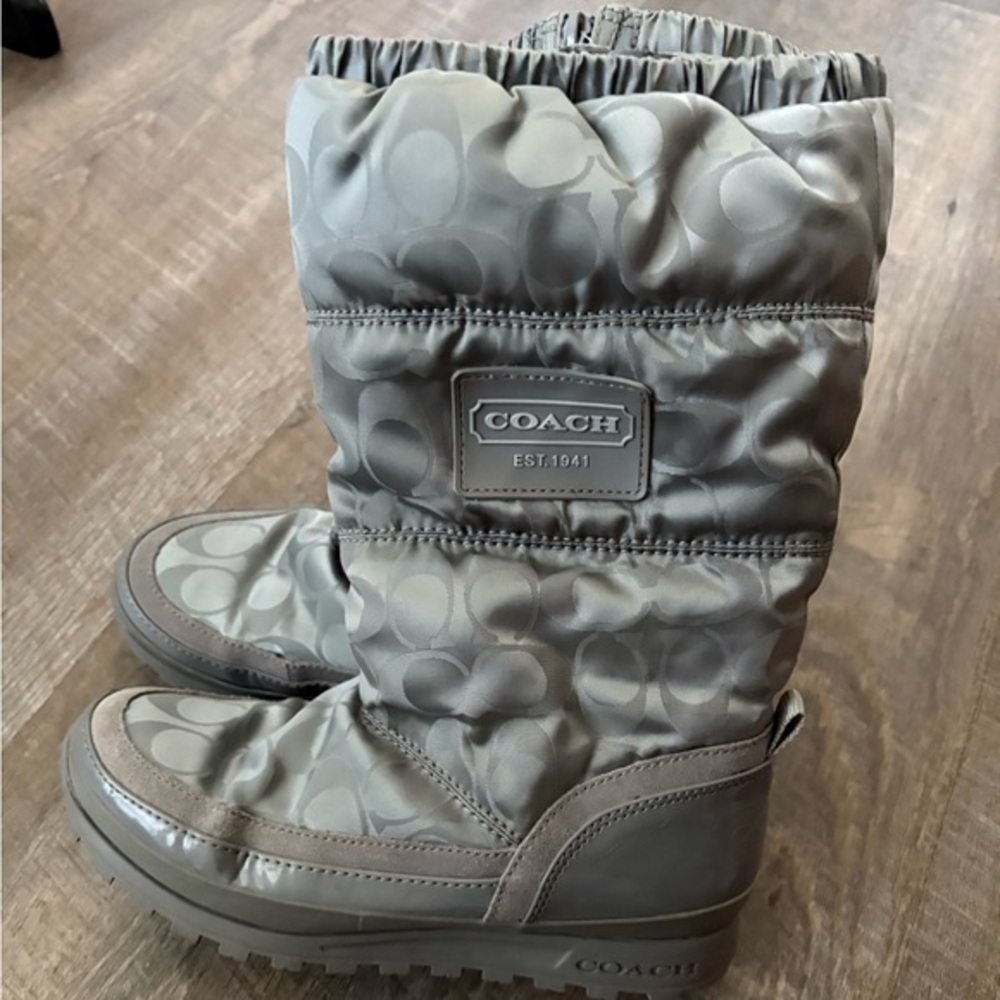Gray Coach snow boots.